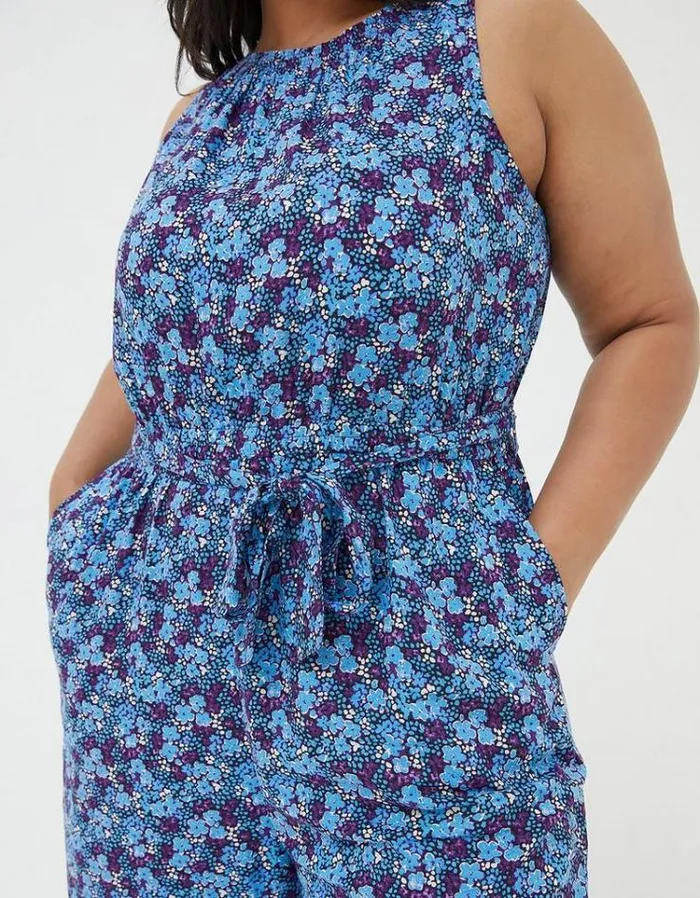 Women FatFace Women039s Sale Haylie Ink Floral Jumpsuit Dark Purple