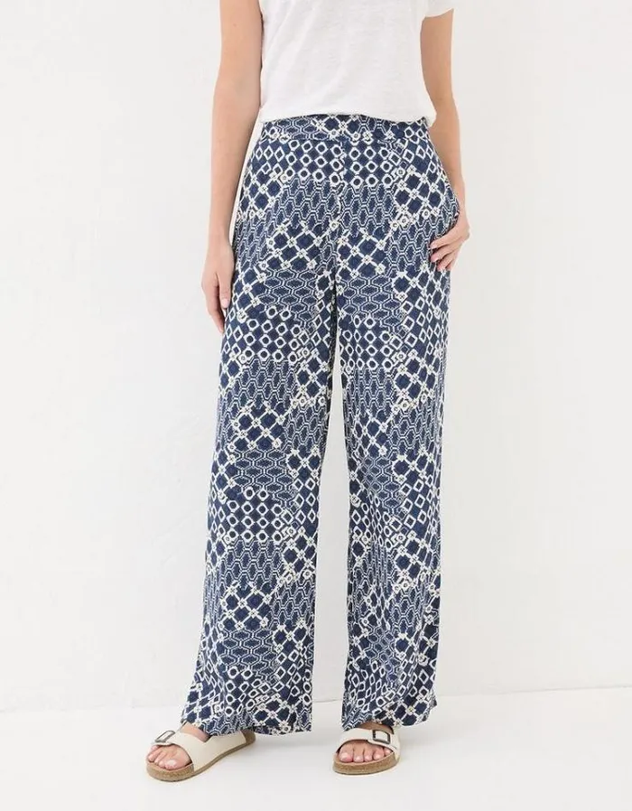 Women FatFace Women039s Sale Isla Patchwork Geo Wide Leg Trousers Navy