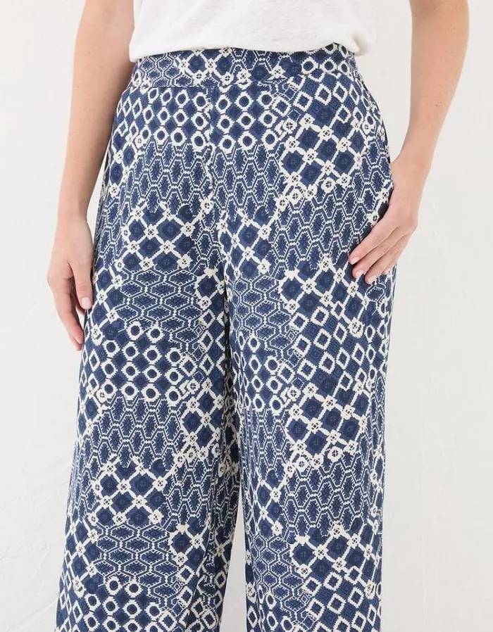 Women FatFace Women039s Sale Isla Patchwork Geo Wide Leg Trousers Navy