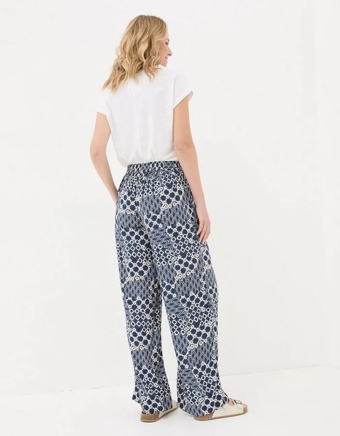 Women FatFace Women039s Sale Isla Patchwork Geo Wide Leg Trousers Navy