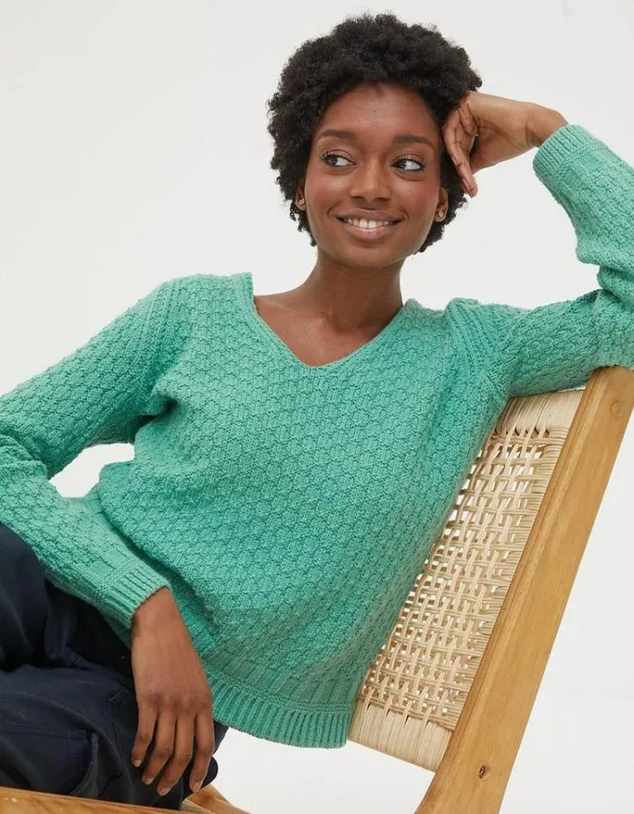 Women FatFace Women039s Sale Josie V Neck Sweater Bright Green