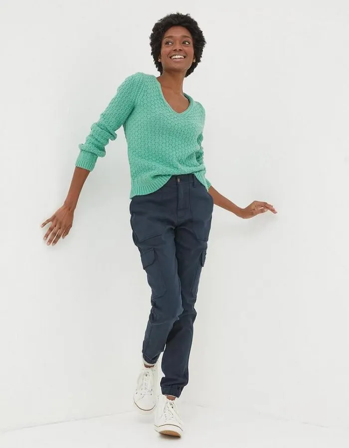 Women FatFace Women039s Sale Josie V Neck Sweater Bright Green