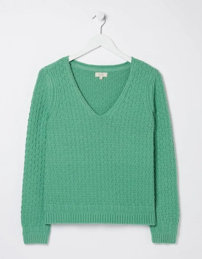 Women FatFace Women039s Sale Josie V Neck Sweater Bright Green