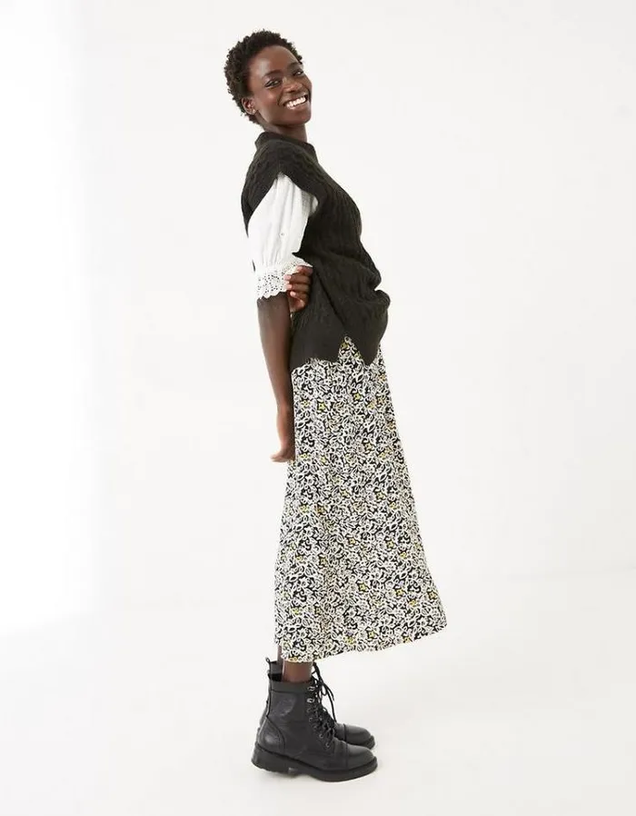 Women FatFace Women039s Sale Marley Mono Floral Midi Skirt Black