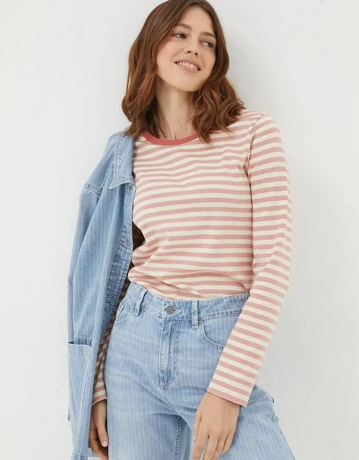 Women FatFace Women039s Sale Mila Stripe TShirt Pink