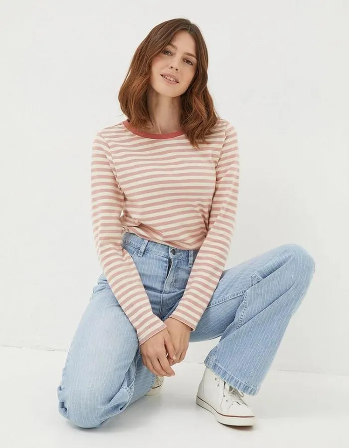 Women FatFace Women039s Sale Mila Stripe TShirt Pink