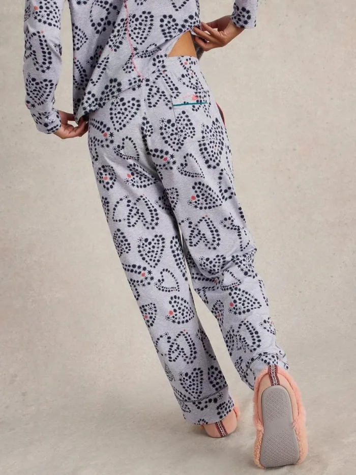 Women Fern Jersey PJ Bottom Grey Print White Stuff Nightwear