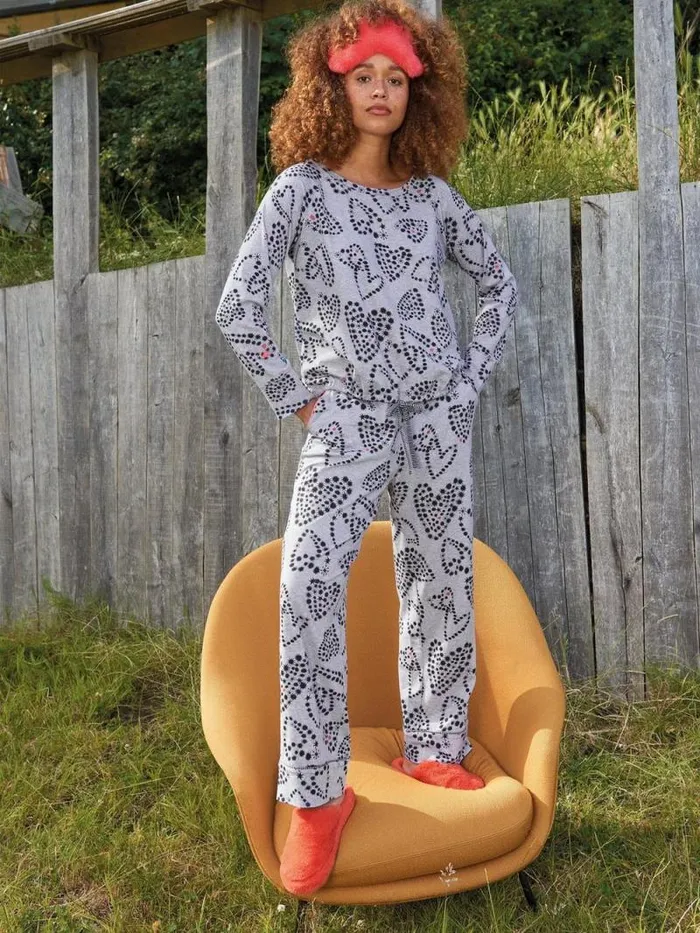 Women Fern Jersey PJ Bottom Grey Print White Stuff Nightwear