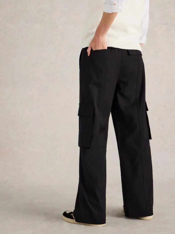 Women Fern Wide Leg Cargo Trouser Pure Black White Stuff Trousers Women Fern Wide Leg Cargo Trouser Pure Black White Stuff Trousers