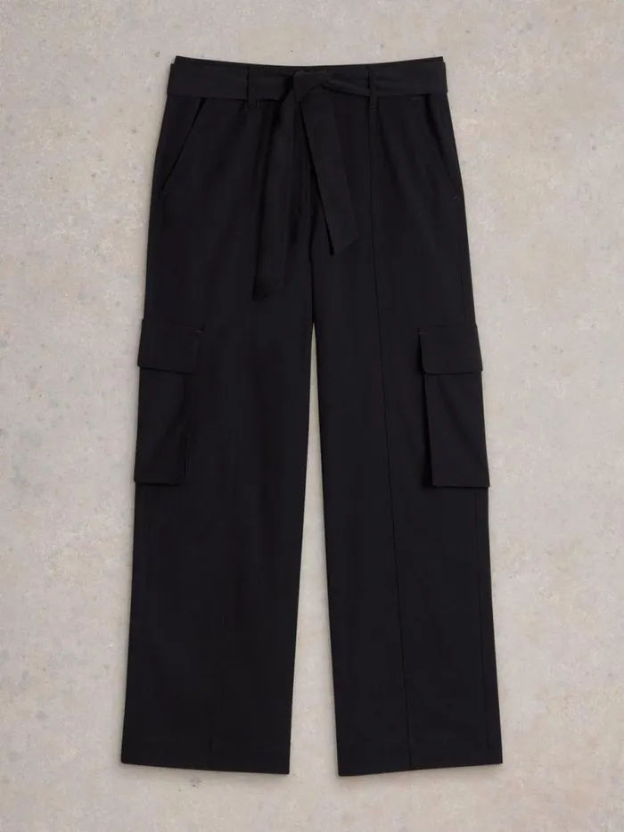 Women Fern Wide Leg Cargo Trouser Pure Black White Stuff Trousers Women Fern Wide Leg Cargo Trouser Pure Black White Stuff Trousers