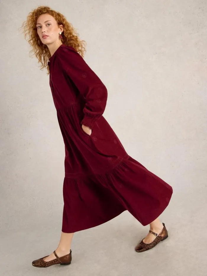 Women Finn Embroidered Cord Dress Dk Plum White Stuff Dresses