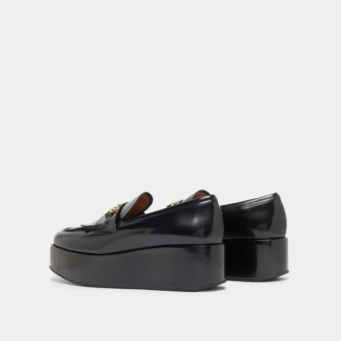 Women Gold Buckle Loafers Black JONAK Loafers