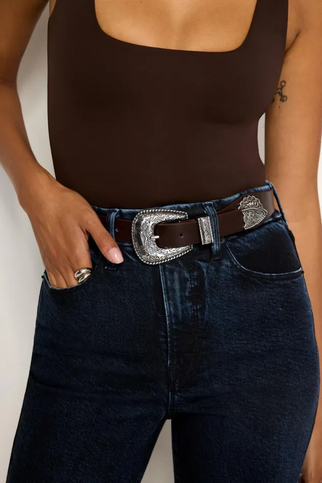 Women GOOD AMERICAN Belts CLASSIC WESTERNBELT Chocolate003