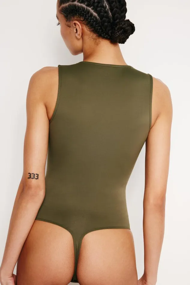 Women GOOD AMERICAN Bodysuits SCUBA DEEP V TANKBODYSUIT Fatigue001