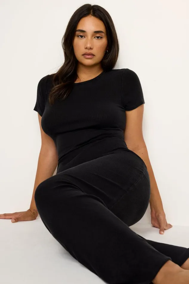 Women GOOD AMERICAN Dresses JEANIUS RIBBED MAXIDRESS Black001