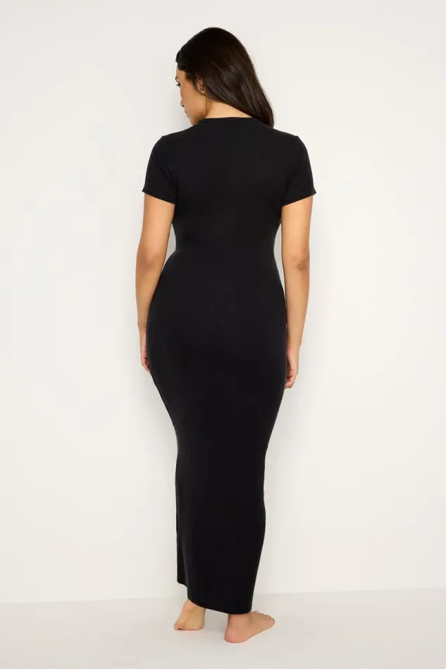 Women GOOD AMERICAN Dresses JEANIUS RIBBED MAXIDRESS Black001