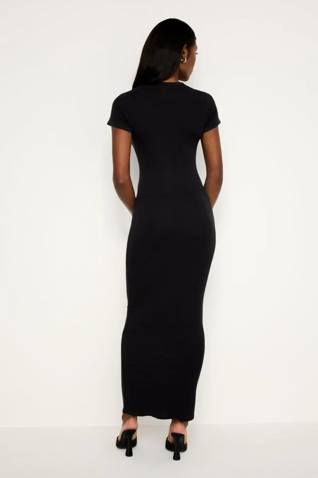 Women GOOD AMERICAN Dresses JEANIUS RIBBED MAXIDRESS Black001