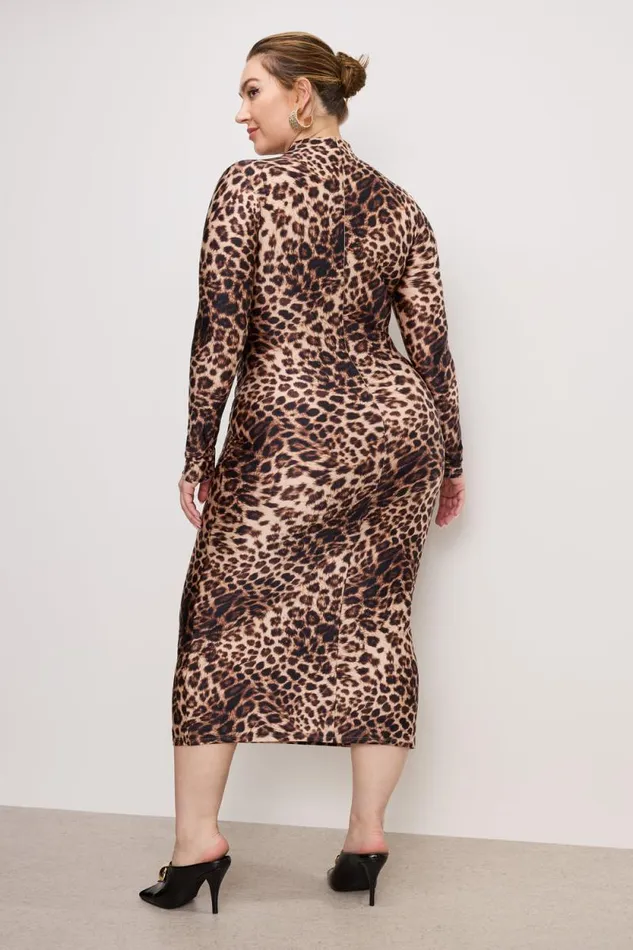 Women GOOD AMERICAN Dresses SATIN SHINE MIDIDRESS Fierce Leopard001