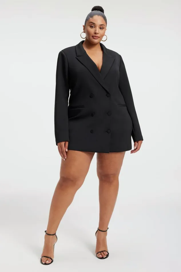 Women GOOD AMERICAN Dresses SCUBA BLAZERDRESS Black001