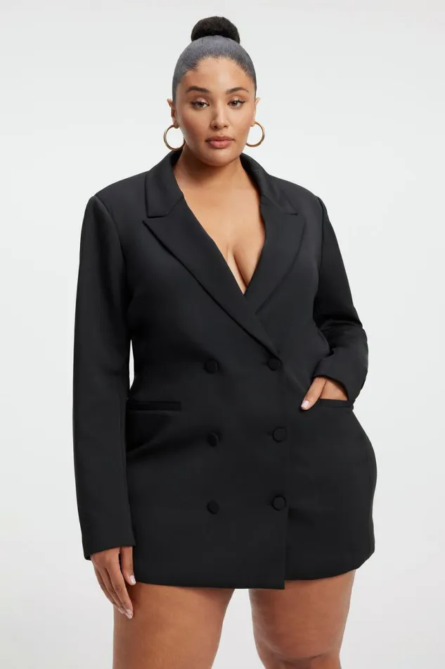Women GOOD AMERICAN Dresses SCUBA BLAZERDRESS Black001