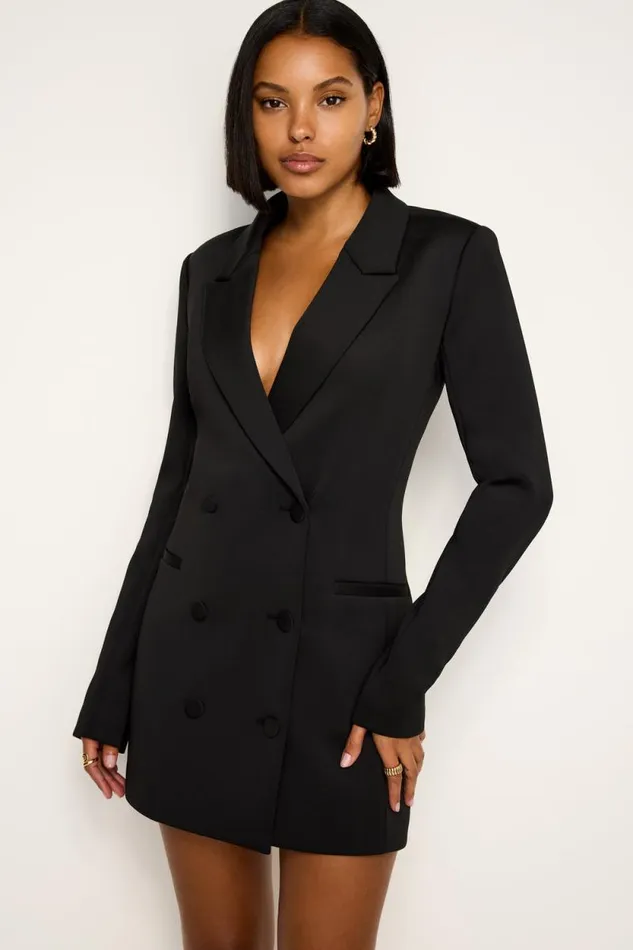Women GOOD AMERICAN Dresses SCUBA BLAZERDRESS Black001