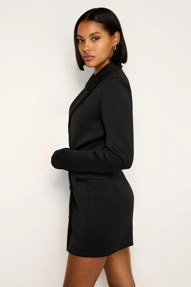 Women GOOD AMERICAN Dresses SCUBA BLAZERDRESS Black001