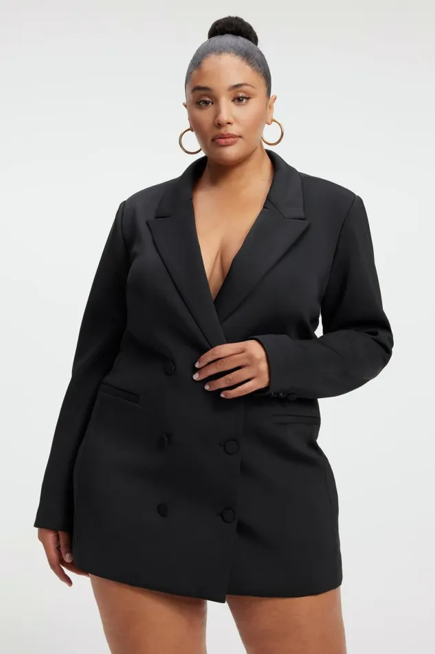 Women GOOD AMERICAN Dresses SCUBA BLAZERDRESS Black001