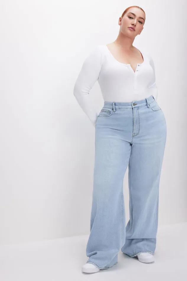 Women GOOD AMERICAN Jeans GOOD SKATE WIDE LEGJEANS Indigo634