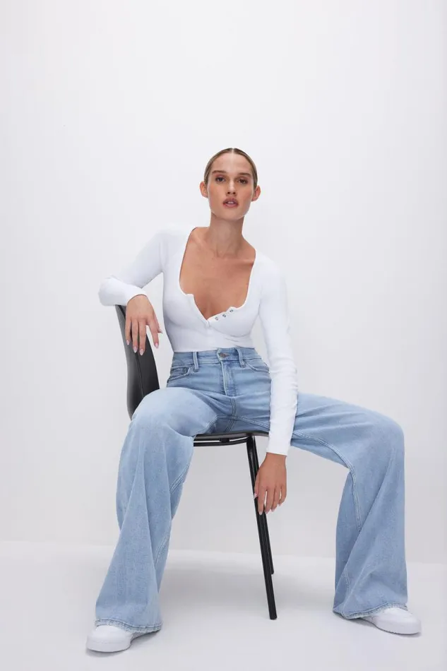 Women GOOD AMERICAN Jeans GOOD SKATE WIDE LEGJEANS Indigo634