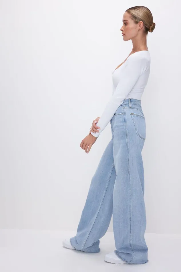 Women GOOD AMERICAN Jeans GOOD SKATE WIDE LEGJEANS Indigo634