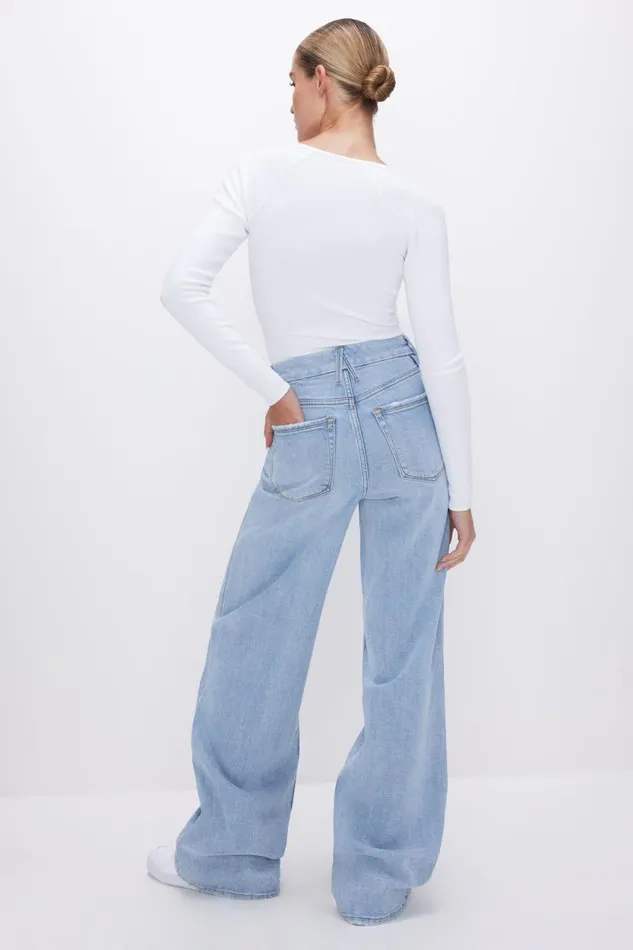 Women GOOD AMERICAN Jeans GOOD SKATE WIDE LEGJEANS Indigo634