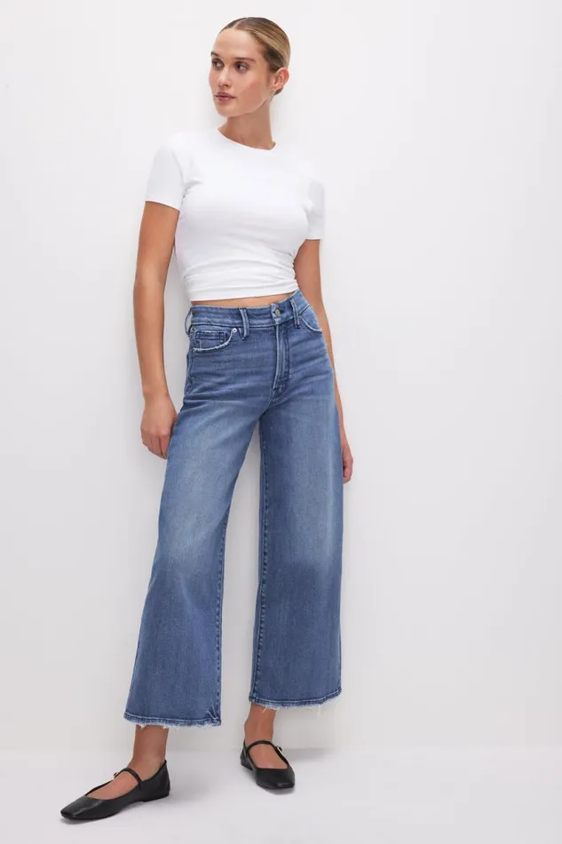 Women GOOD AMERICAN Jeans GOOD WAIST CROPPED PALAZZOJEANS Indigo338