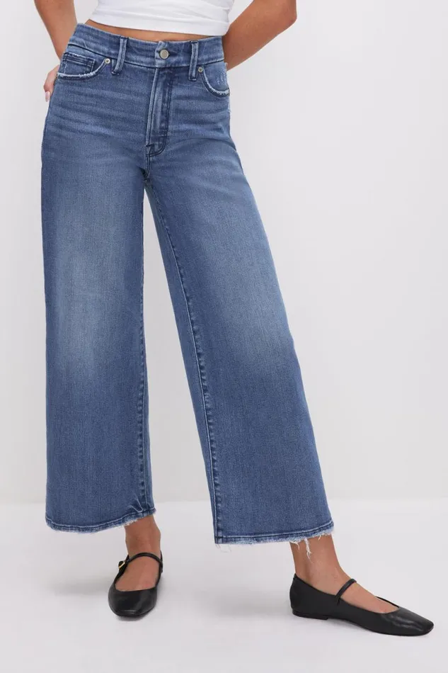 Women GOOD AMERICAN Jeans GOOD WAIST CROPPED PALAZZOJEANS Indigo338