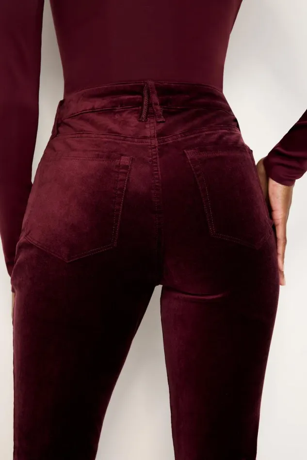 Women GOOD AMERICAN Jeans GOOD WAIST SUPER FLARE VELVETPANTS Oxblood002