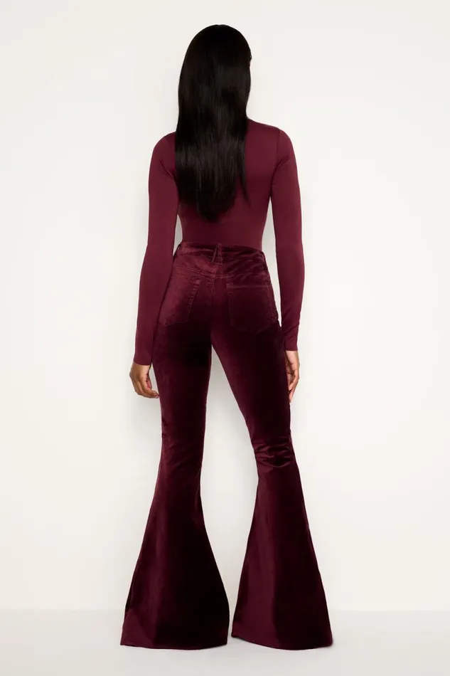 Women GOOD AMERICAN Jeans GOOD WAIST SUPER FLARE VELVETPANTS Oxblood002