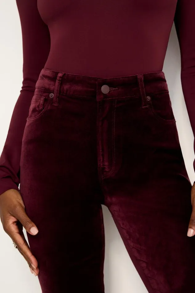 Women GOOD AMERICAN Jeans GOOD WAIST SUPER FLARE VELVETPANTS Oxblood002
