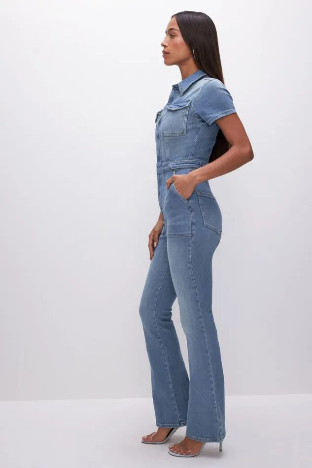 Women GOOD AMERICAN Jumpsuits FIT FOR SUCCESS BOOTCUTJUMPSUIT Blue274
