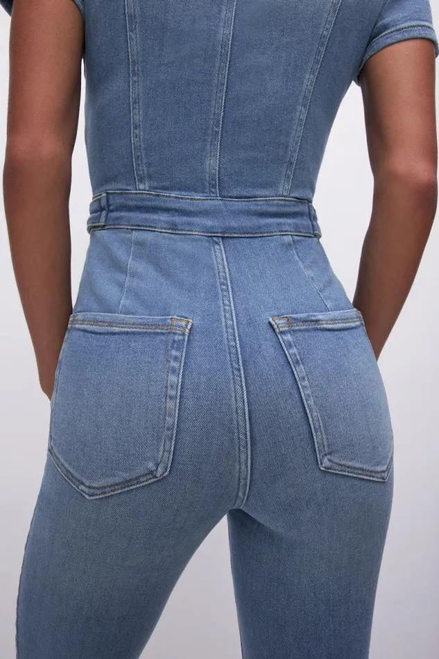 Women GOOD AMERICAN Jumpsuits FIT FOR SUCCESS BOOTCUTJUMPSUIT Blue274