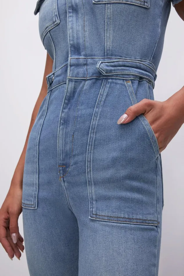 Women GOOD AMERICAN Jumpsuits FIT FOR SUCCESS BOOTCUTJUMPSUIT Blue274