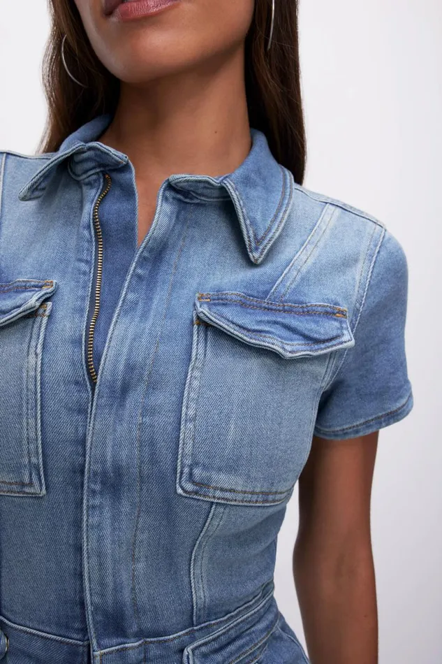 Women GOOD AMERICAN Jumpsuits FIT FOR SUCCESS BOOTCUTJUMPSUIT Blue274