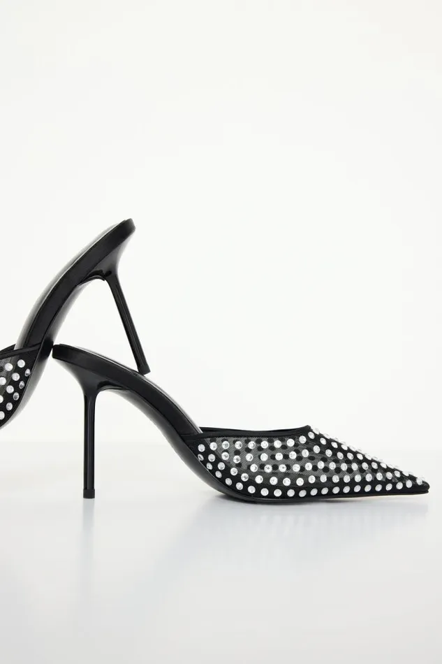 Women GOOD AMERICAN Shoes DIAMOND MESHMULE Black001