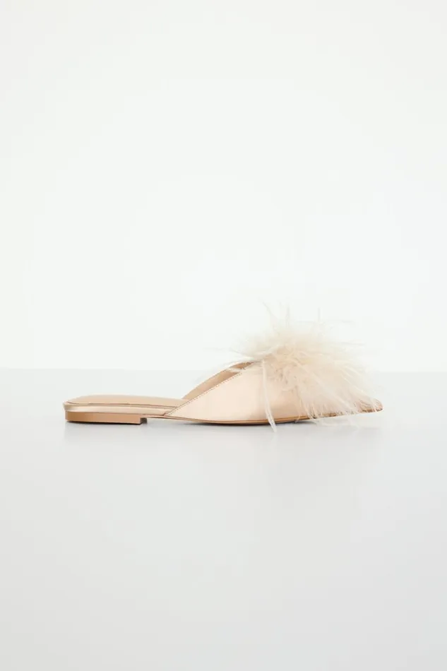 Women GOOD AMERICAN Shoes FEATHERFLATS Champagne005