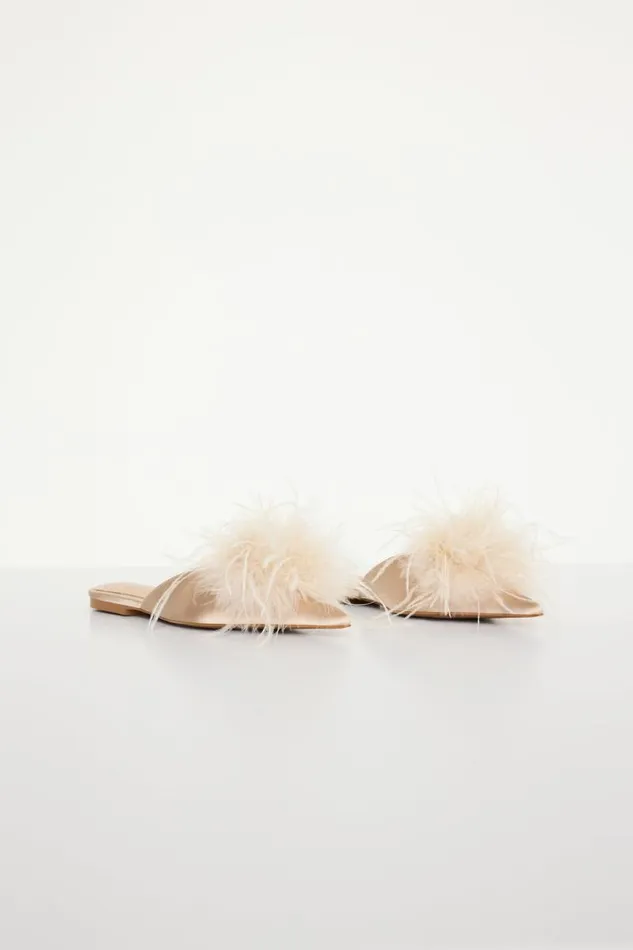 Women GOOD AMERICAN Shoes FEATHERFLATS Champagne005