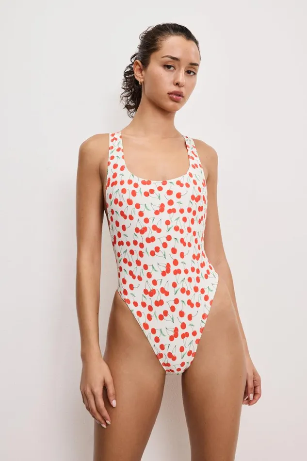 Women GOOD AMERICAN Swim HIGHLEGSWIMSUIT Snow Cherries 04