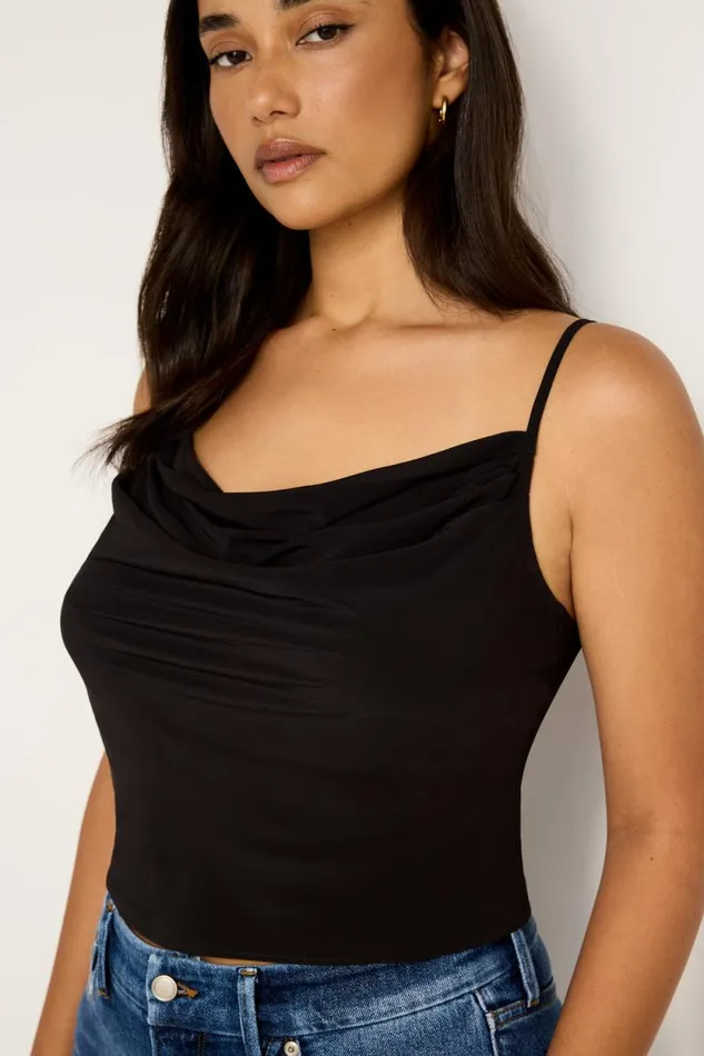 Women GOOD AMERICAN Tops CHIFFON COWLCAMISOLE Black001