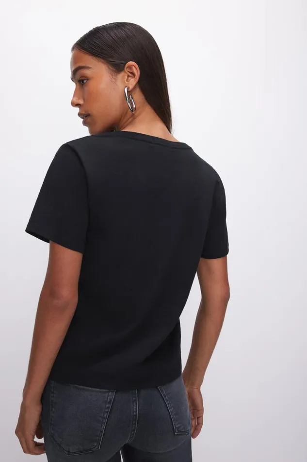 Women GOOD AMERICAN Tops COTTON CLASSIC VNECKTEE Black001