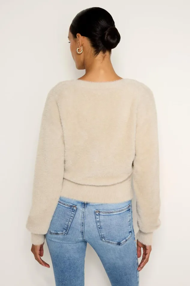 Women GOOD AMERICAN Tops FUZZYCARDIGAN Flax001