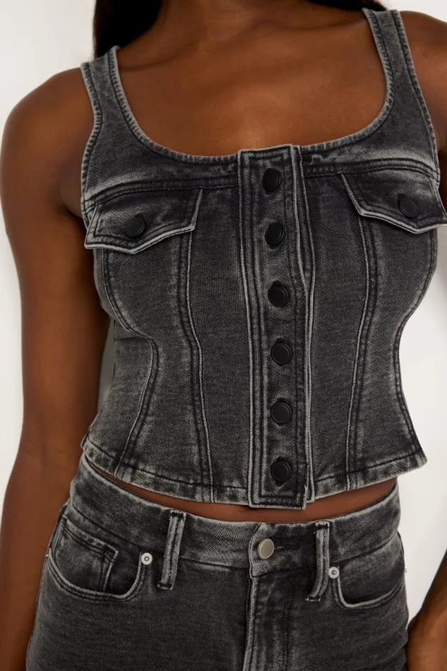 Women GOOD AMERICAN Tops JEANIUS BUSTIERVEST Black322