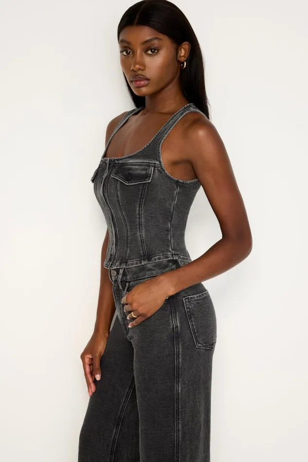Women GOOD AMERICAN Tops JEANIUS BUSTIERVEST Black322