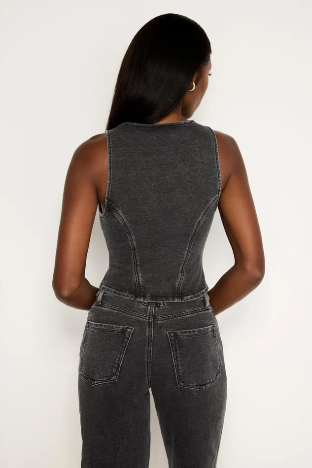 Women GOOD AMERICAN Tops JEANIUS BUSTIERVEST Black322